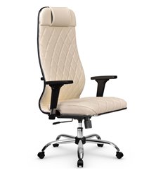 Эргономичное кресло для руководителя Метта L 1m 40M/2D молочный, MPES, топ-ган, крестовина хром фото 1