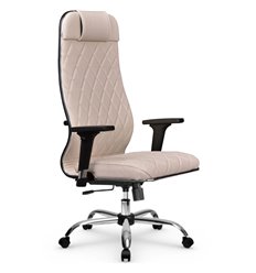 Эргономичное кресло для руководителя Метта L 1m 40M/2D светло-бежевый, MPES, топ-ган, крестовина хром фото 1