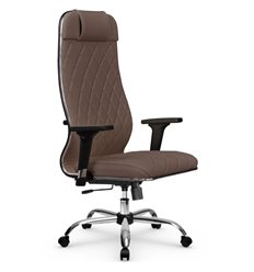 Эргономичное кресло для руководителя Метта L 1m 40M/2D светло-коричневый, MPES, топ-ган, крестовина хром фото 1