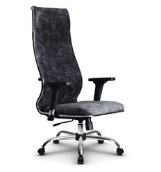 Кресло для руководителя Метта L 1m 42/2D темно-серый, велюр, топ-ган, крестовина хром фото 1
