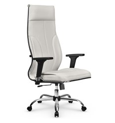 Кресло для руководителя Метта L 1m 46/2D белый, MPES, топ-ган, крестовина хром фото 1
