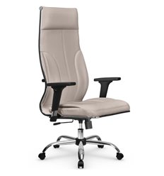 Эргономичное кресло для руководителя Метта L 1m 46/2D светло-бежевый, MPES, топ-ган, крестовина хром фото 1