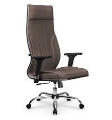 Кресло для руководителя Метта L 1m 46/2D светло-коричневый, MPES, топ-ган, крестовина хром фото 1