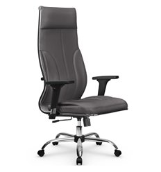 Кресло для руководителя Метта L 1m 46/2D серый, MPES, топ-ган, крестовина хром фото 1