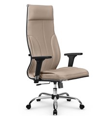 Эргономичное кресло для руководителя Метта L 1m 46/2D темно-бежевый, MPES, топ-ган, крестовина хром фото 1