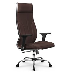 Кресло для руководителя Метта L 1m 46/2D темно-коричневый, MPES, топ-ган, крестовина хром фото 1