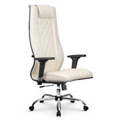 Эргономичное кресло для руководителя Метта L 1m 50M/2D молочный, MPES, топ-ган, крестовина хром фото 1