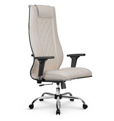 Эргономичное кресло для руководителя Метта L 1m 50M/2D светло-бежевый, MPES, топ-ган, крестовина хром фото 1