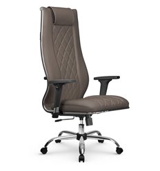 Эргономичное кресло для руководителя Метта L 1m 50M/2D светло-коричневый, MPES, топ-ган, крестовина хром фото 1