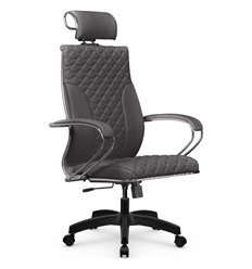Кресло для руководителя Метта L 2c 44C/K116 серый, MPES, топ-ган, крестовина пластик фото 1