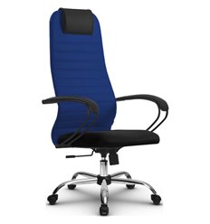 Офисное кресло Метта SU-BP-10 (SU-BK130-10) Ch синий, ткань, крестовина хром фото 1