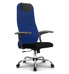Кресло для руководителя Метта SU-BU158-10 Ch синий, ткань, крестовина хром фото 1