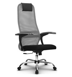 Офисное кресло Метта SU-BU158-8 Ch светло-серый, сетка/ткань, крестовина хром фото 1