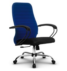 Кресло для руководителя Метта SU-CP-10 (SU-СК130-10) Ch синий, ткань, крестовина хром, топган фото 1