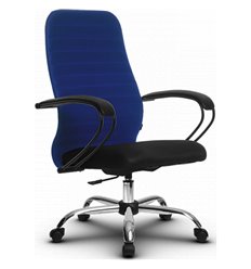 Кресло для руководителя Метта SU-CP-10P (SU-СК130-10P) Ch синий, ткань, крестовина хром, пиастра фото 1