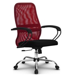 Офисное кресло Метта SU-CP-8 (SU-СК130-8) Ch красный, сетка/ткань, крестовина хром, топган фото 1