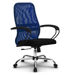Кресло компьютерное Метта SU-CP-8 (SU-СК130-8) Ch синий, сетка/ткань, крестовина хром, топган фото 1