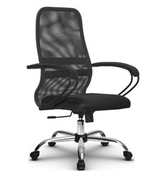 Кресло для руководителя Метта SU-CP-8 (SU-СК130-8) Ch темно-серый, сетка/ткань, крестовина хром, топган фото 1