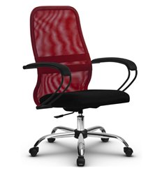 Кресло компьютерное Метта SU-CP-8P (SU-СК130-8P) Ch красный, сетка/ткань, крестовина хром, пиастра фото 1