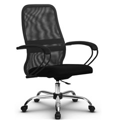 Кресло для руководителя Метта SU-CP-8P (SU-СК130-8P) Ch темно-серый, сетка/ткань, крестовина хром, пиастра фото 1