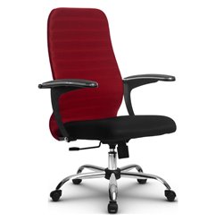 Кресло для руководителя Метта SU-СU160-10 Ch красный, ткань, крестовина хром, топган фото 1