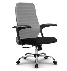 Кресло для руководителя Метта SU-СU160-10 Ch светло-серый, ткань, крестовина хром, топган фото 1