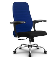 Кресло компьютерное Метта SU-СU160-10 Ch синий, ткань, крестовина хром, топган фото 1