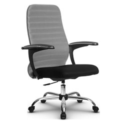 Офисное кресло Метта SU-СU160-10P Ch светло-серый, ткань, крестовина хром, пиастра фото 1