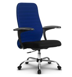 Офисное кресло Метта SU-СU160-10P Ch синий, ткань, крестовина хром, пиастра фото 1