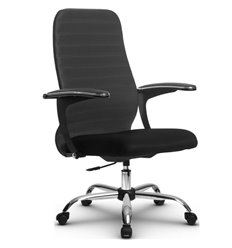 Кресло для руководителя Метта SU-СU160-10P Ch темно-серый, ткань, крестовина хром, пиастра фото 1