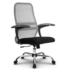 Кресло Метта SU-CM-8 светло-серый для руководителя, сетка/ткань