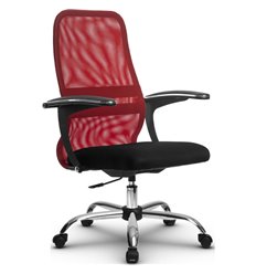 Офисное кресло Метта SU-СU160-8P Ch красный, сетка/ткань, крестовина хром, пиастра фото 1