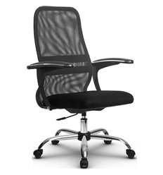 Офисное кресло Метта SU-СU160-8P Ch темно-серый, сетка/ткань, крестовина хром, пиастра фото 1