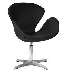 Офисное кресло DOBRIN SWAN LMO-69A черная экокожа, алюминиевое основание фото 1