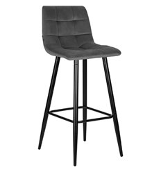 Барный стул DOBRIN Nicole LML-8078 темно-серый велюр, ножки черные фото 1