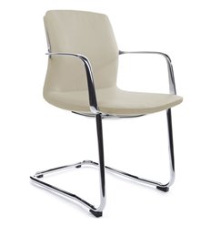 Кресло для посетителя RV DESIGN Plaza-SF FK004-C11 светло-серый, кожа фото 1