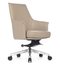 Кресло для руководителя RV DESIGN Rosso-M B1918 светло-бежевый, алюминий, кожа фото 1