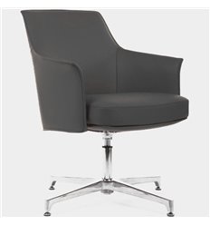 Кресло для посетителя RV DESIGN Rosso-ST C1918 серый, алюминий, кожа фото 1