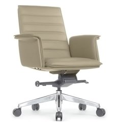 Кресло для руководителя RV DESIGN Rubens-M B1819-2 светло-серый, алюминий, кожа фото 1
