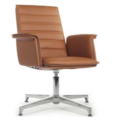 Кресло для посетителя RV DESIGN Rubens-ST С1819-2 светло-коричневый, алюминий, кожа фото 1