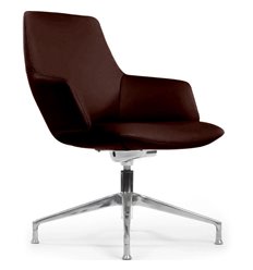 Кресло для посетителя RV DESIGN Spell-ST C1719 темно-коричневый, алюминий, кожа фото 1