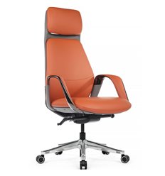 Дизайнерское кресло RV DESIGN Napoli YZPN-YR020 оранжевый/серый, алюминий, кожа фото 1