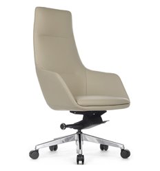 Кресло для руководителя RV DESIGN Soul A1908 светло-серый, алюминий, кожа фото 1