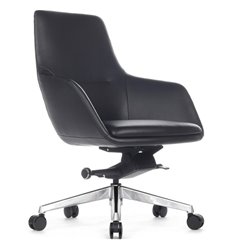 Кресло для руководителя RV DESIGN Soul-M B1908 черный, алюминий, кожа фото 1