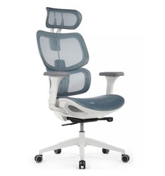 Кресло для руководителя RV DESIGN Argo W-228 синяя сетка, белый пластик фото 1