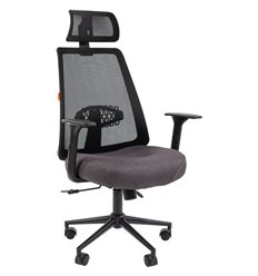 Эргономичное кресло для руководителя CHAIRMAN 535 BLACK сетка/ткань черный/серый фото 1