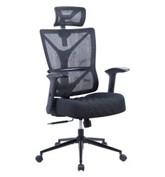 Эргономичное кресло для руководителя CHAIRMAN CH566 сетка/ткань, черный фото 1