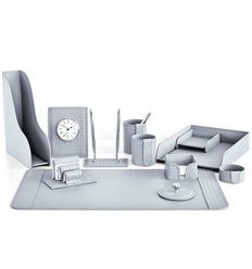 Настольный набор Бизнес, 12 предметов, кожа Treccia/Cuoietto, цвет серый фото 1