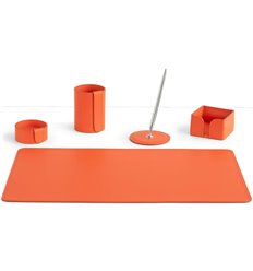 Настольный набор Бизнес, 5 предметов, кожа Cuoietto, цвет оранжевый фото 1