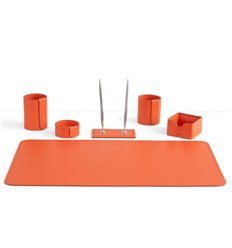 Настольный набор Бизнес, 6 предметов, кожа Сuoietto, цвет оранжевый